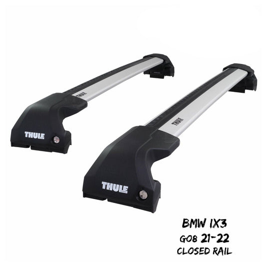 Thule WingBar Edge Silver Roof Bars Set to fit BMW iX3 G08 21-22 Closed Rails