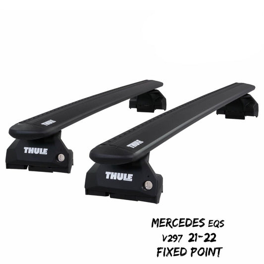 Thule WingBar Evo Black Roof Bar Set for Mercedes EQS V297 21-22 Fixpoints Pair