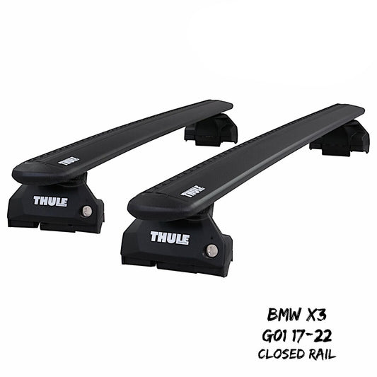 Thule Aluminium WingBar Evo Black Roof Bars to fit BMW X3 G01 17-22 Closed Rail