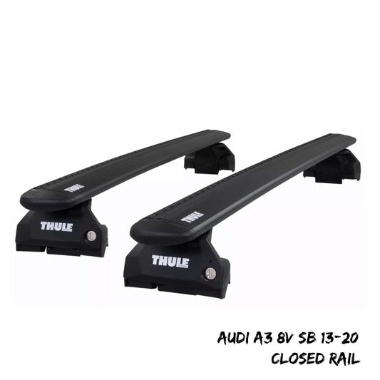 Thule WingBar Evo Black Roof Bars Set fit Audi A3 8V Sportback 13-20 Closed Rail