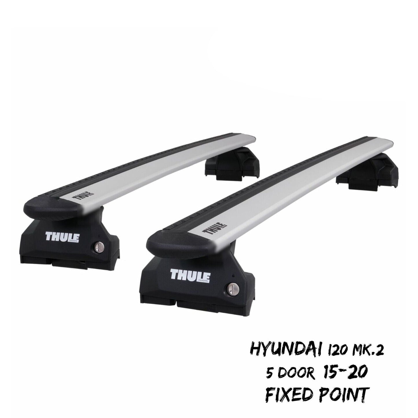 Thule WingBar Evo Silver Roof Bars fit Hyundai i20 Mk.2 5 Door 15-20 Fixed Point