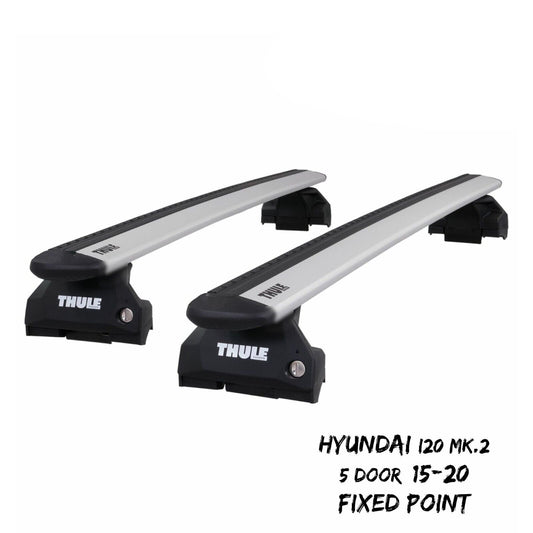 Thule WingBar Evo Silver Roof Bars fit Hyundai i20 Mk.2 5 Door 15-20 Fixed Point