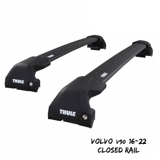 Thule WingBar Edge Black Aluminium Roof Bars Set for Volvo V90 16-22 Closed Rail