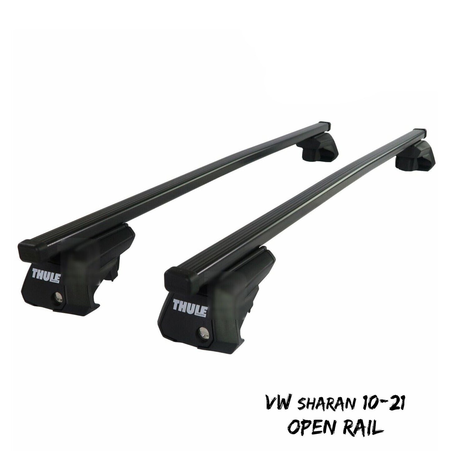 Thule Steel SquareBar Evo Roof Bars Set to fit VW Sharan 10-21 Open Rail Pair