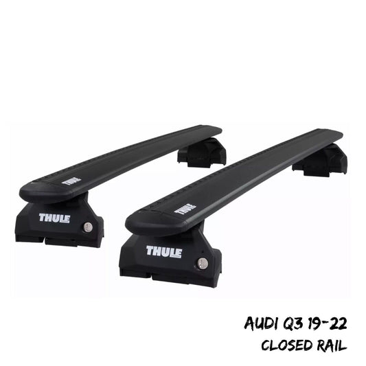 Thule Aluminium WingBar Evo Black Roof Bars Set to fit Audi Q3 19-22 Closed Rail