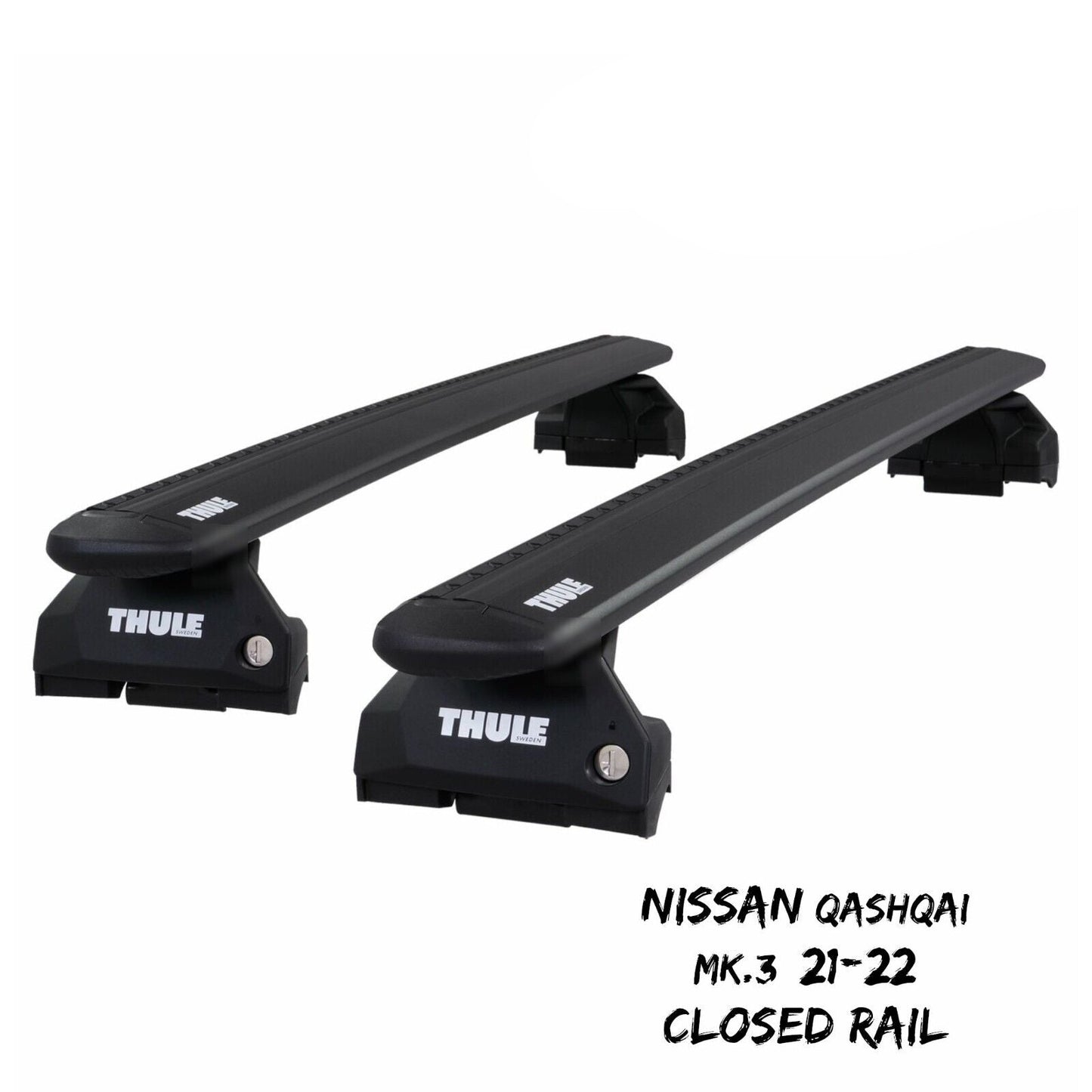 Thule WingBar Evo Black Roof Bars Set for Nissan Qashqai Mk.3 21-22 Closed Rail