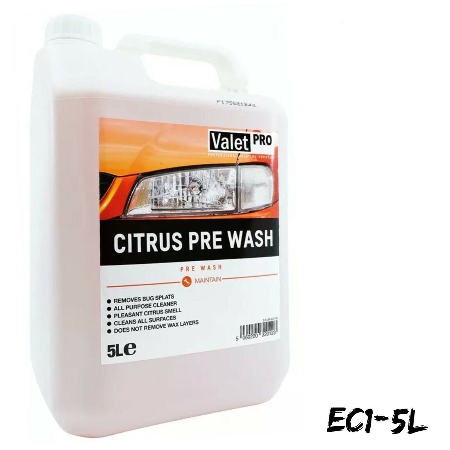 Valet Pro Citrus Pre Wash, Snow Foam Pre Wash, Bug Remover pH Neutral 5 Litre