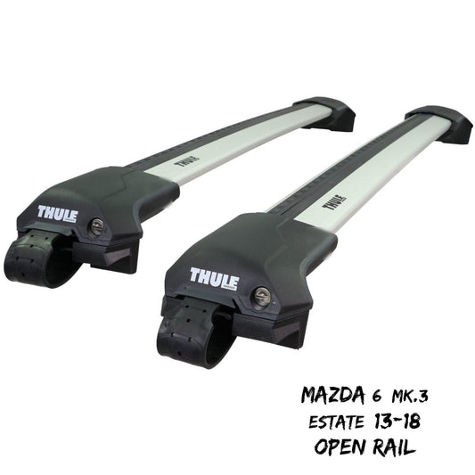 Thule WingBar Edge Silver Roof Bars Mazda 6 Mk.3 Estate 13-18 Open Rails Aero