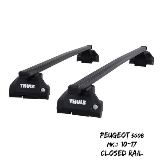 Thule Steel SquareBar Evo Roof Bars Set for Peugeot 5008 Mk.1 10-17 Closed Rail