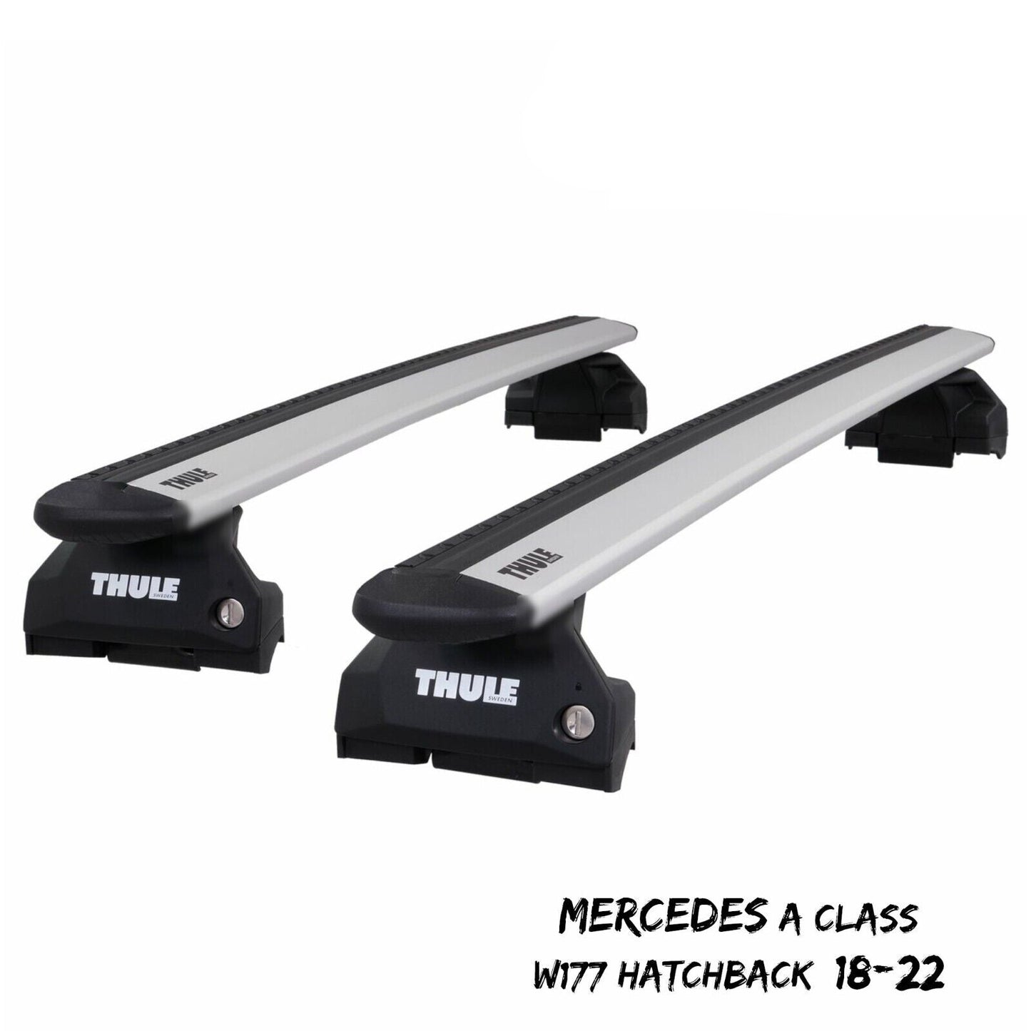 Thule WingBar Evo Silver Roof Bars Set for Mercedes A Class Hatchback W177 18-22