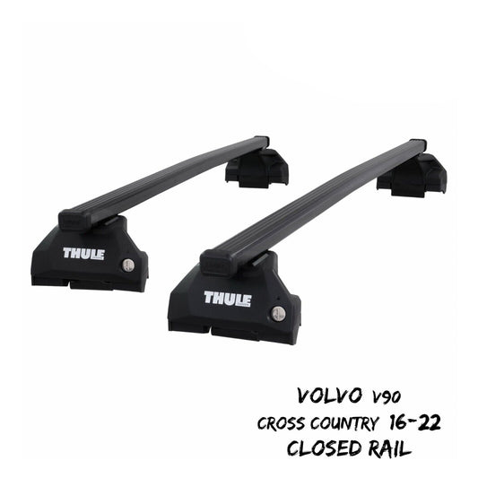 Thule Steel SquareBar Evo Roof Bars Volvo V90 Cross Country 16-22 Closed Rail