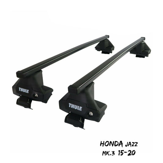 Thule Steel SquareBar Evo Roof Bars Set to fit Honda Jazz Mk.3 15-20 Lockable