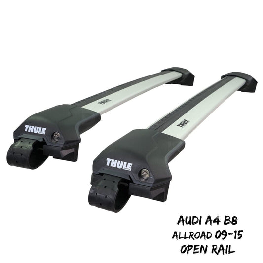 Thule WingBar Edge Silver Roof Bars Audi A4 B8 Allroad 09-15 Open Rails Alu Aero