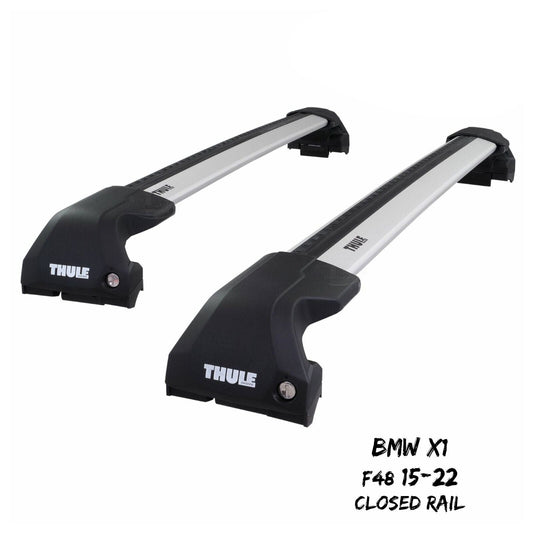 Thule WingBar Edge Silver Aluminium Roof Bars Set to fit BMW X1 F48 15-22 Rails