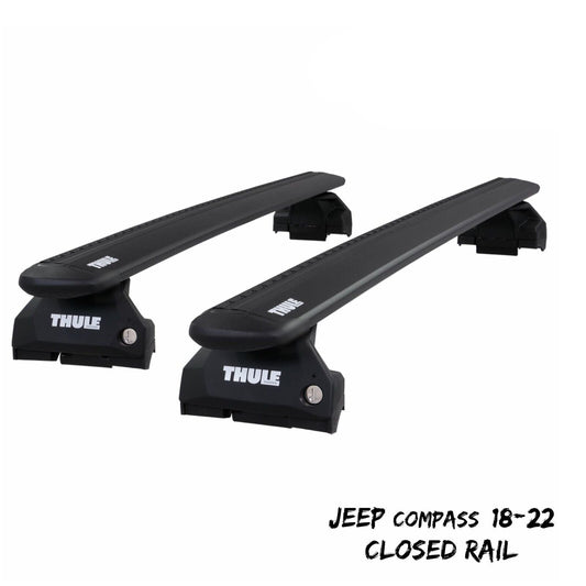 Thule WingBar Evo Black Roof Bars Set to fit Jeep Compass 18-22 Closed Rail Pair