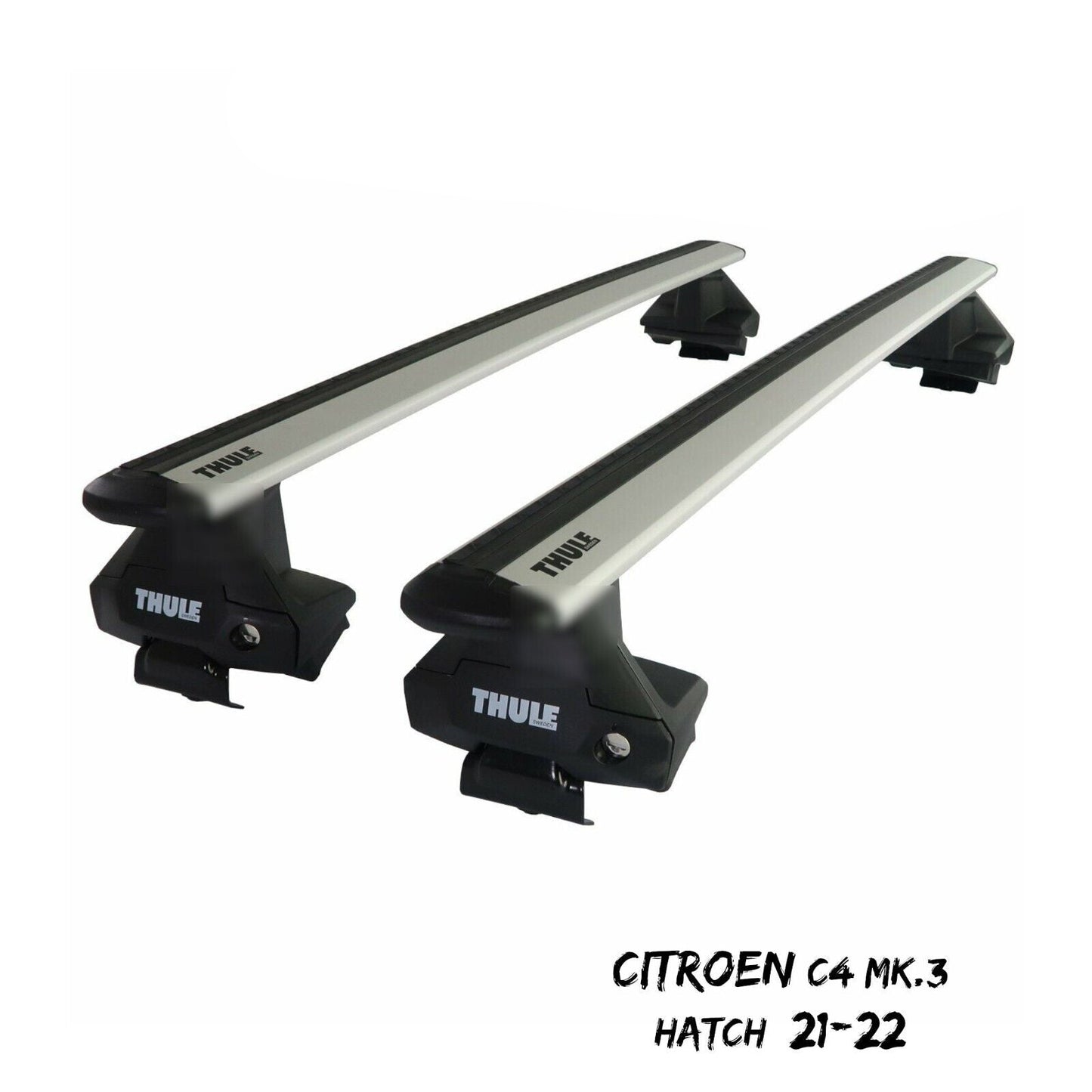 Thule Aluminium WingBar Evo Silver Roof Bars Set for Citroen C4 Mk.3 Hatch 21-22