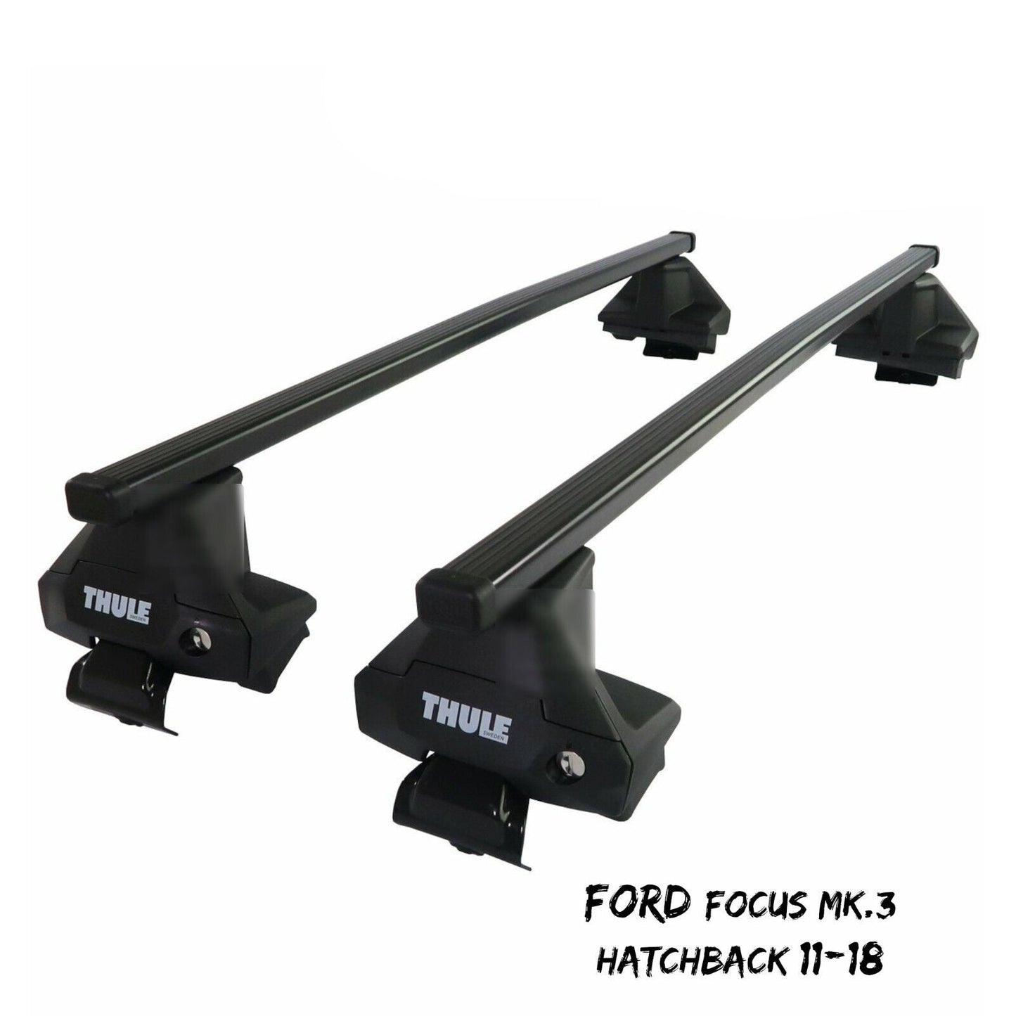 Thule Steel SquareBar Evo Roof Bars Set to fit Ford Focus Mk.3 Hatchback 11-18