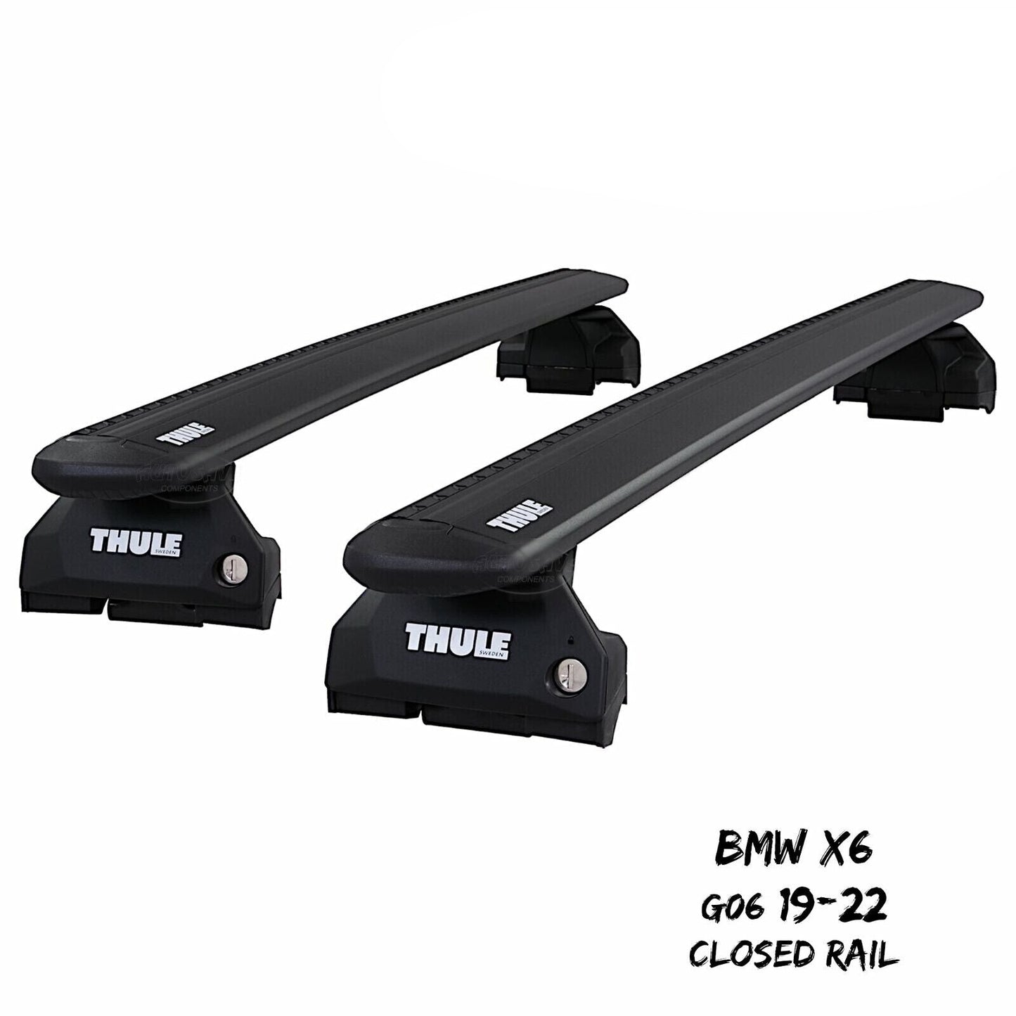 Thule Aluminium WingBar Evo Black Roof Bars Set for BMW X6 G06 19-22 Closed Rail