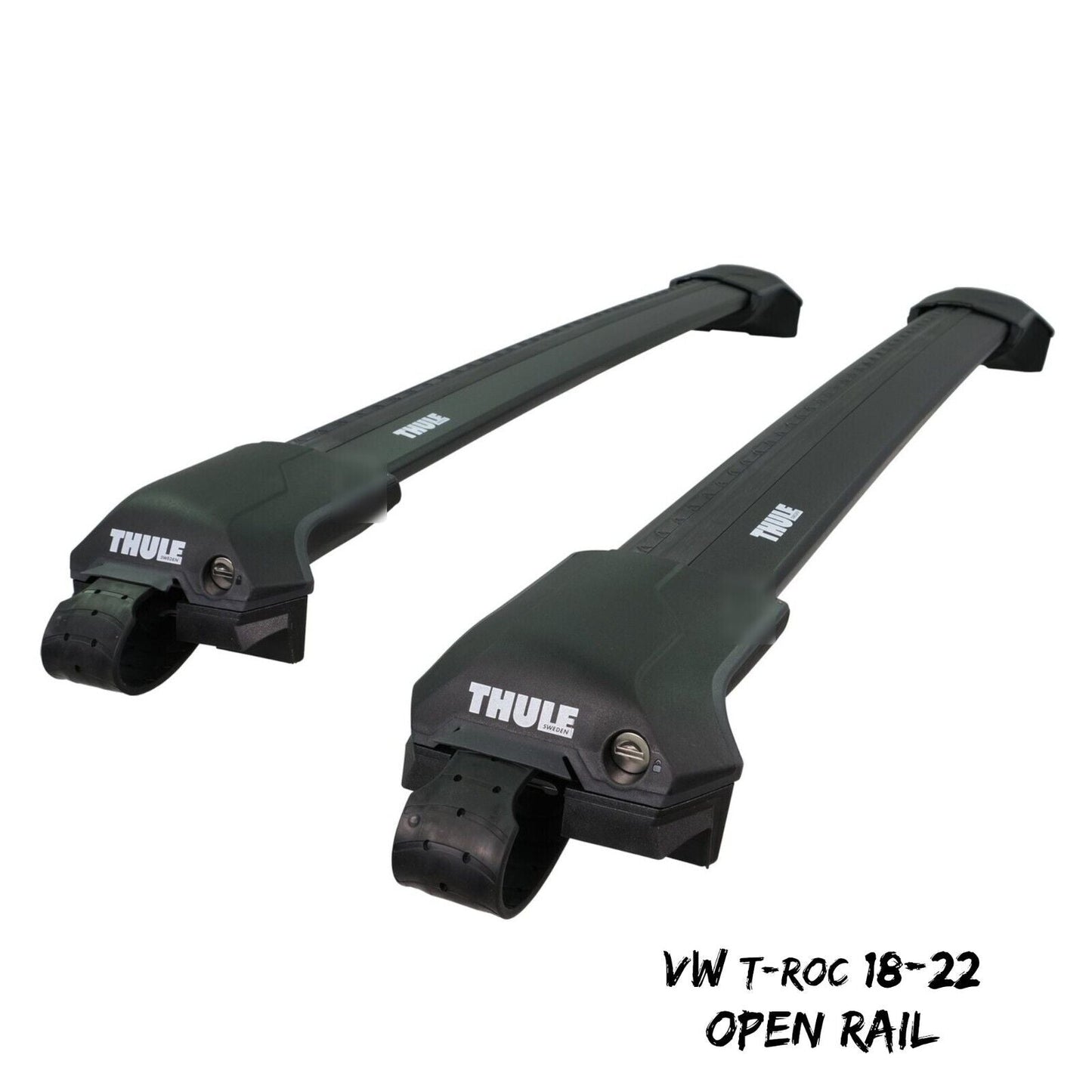 Thule WingBar Edge Black Roof Bar Set to fit VW T-Roc 18-22 Open Rails Aluminium