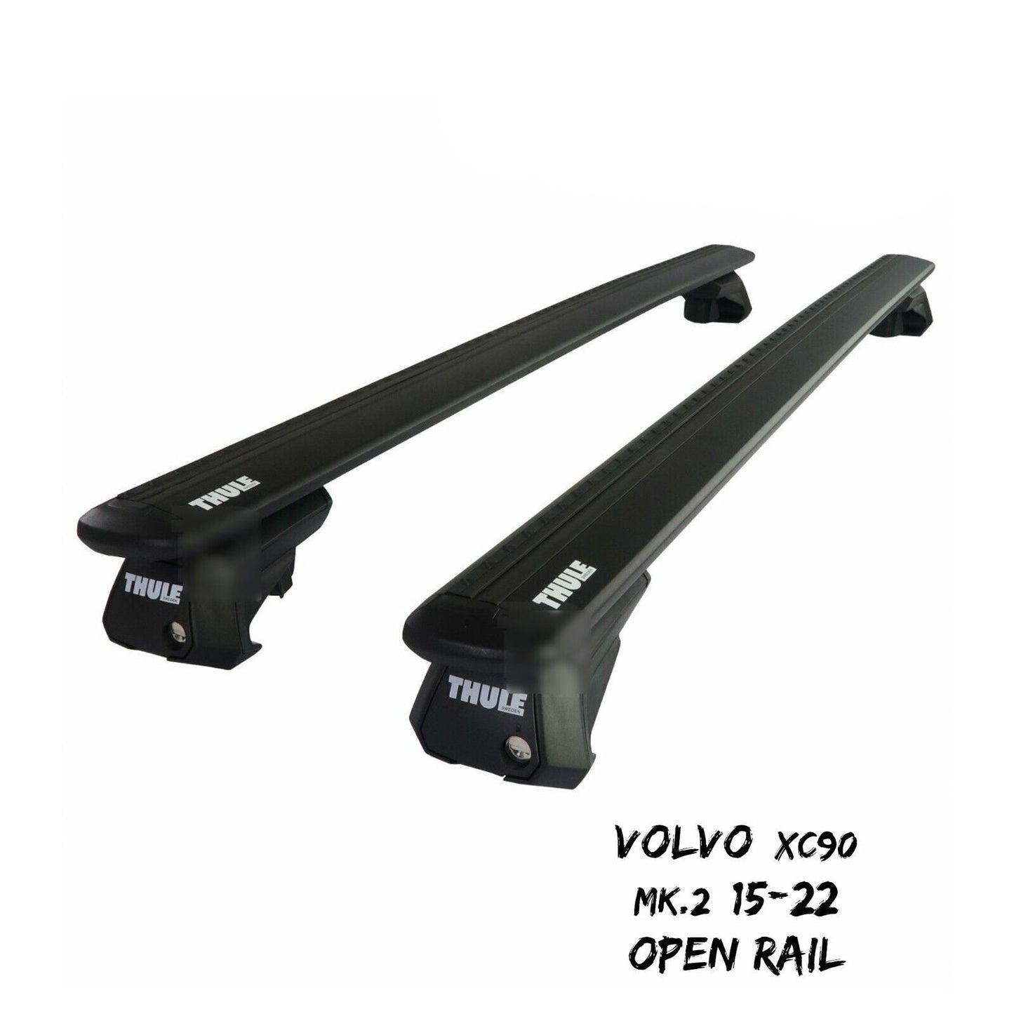 Thule Alu WingBar Evo Black Roof Bars Set to fit Volvo XC90 Mk.2 15-22 Open Rail