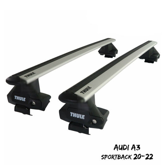 Thule WingBar Evo Silver Roof Bars Set to fit Audi A3 Sportback 20-22 Lockable