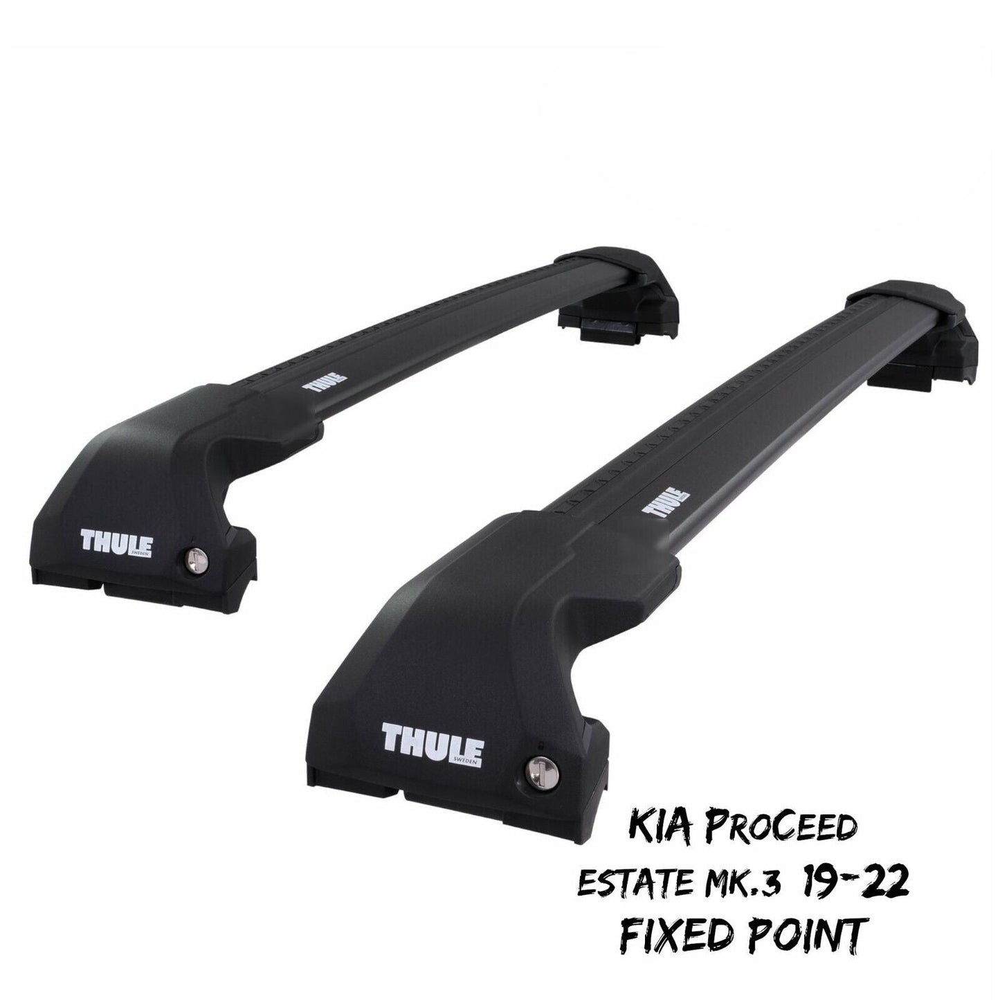 Thule WingBar Edge Black Roof Bars for Kia ProCeed Estate Mk.3 19-22 Fixpoints