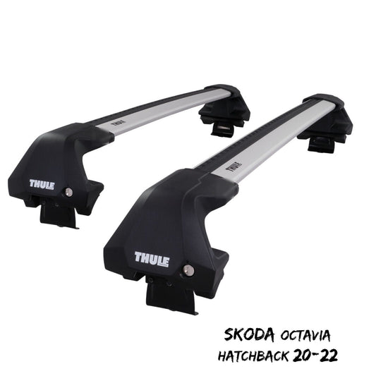 Thule WingBar Edge Silver Aluminium Roof Bars for Skoda Octavia Hatchback 20-22