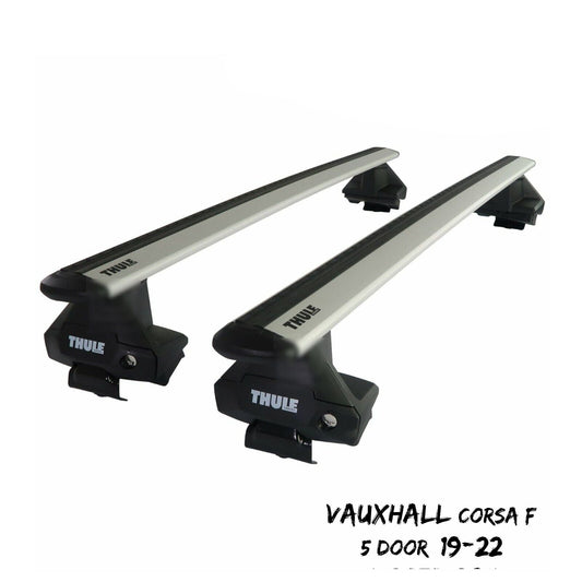 Thule Aluminum WingBar Evo Silver Roof Bar Set for Vauxhall Corsa F 5 Door 19-22