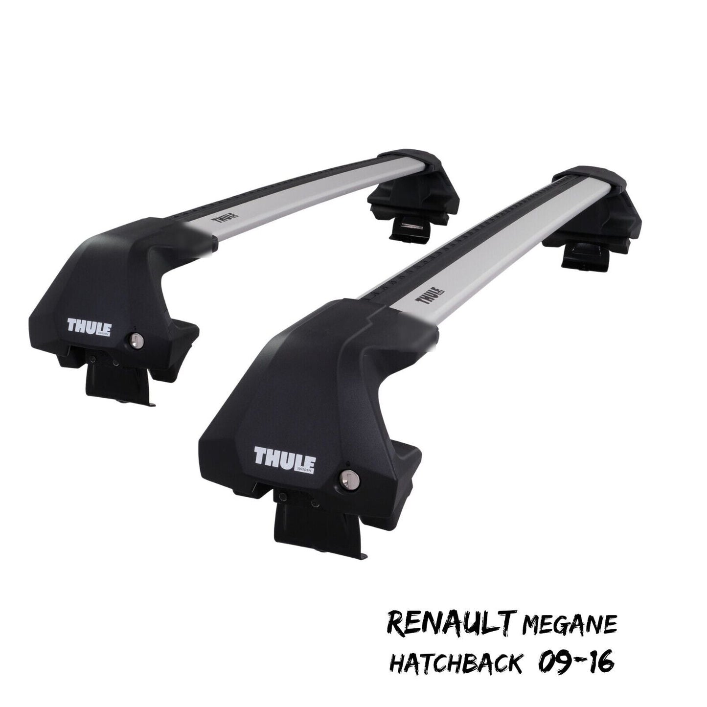 Thule WingBar Edge Silver Roof Bars Set to fit Renault Megane Hatchback 09-16