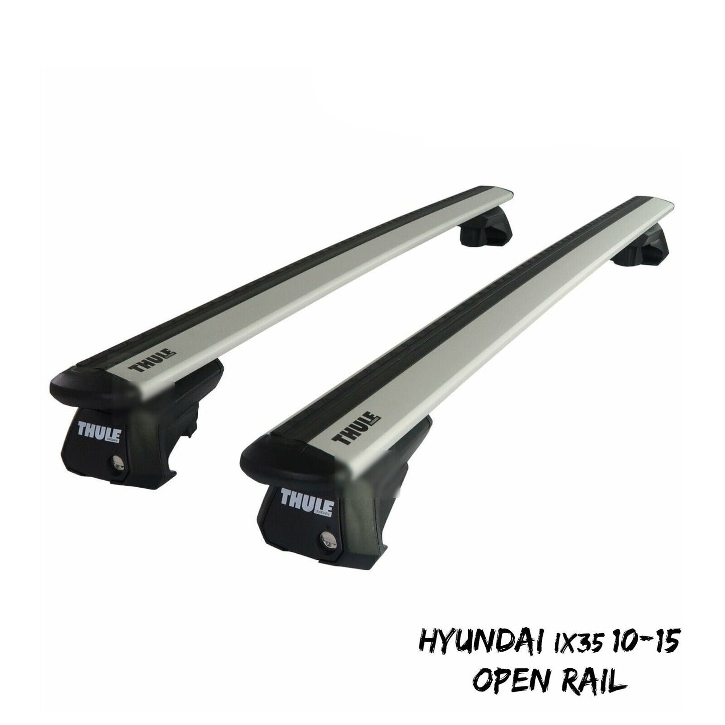 Thule Aluminium WingBar Evo Silver Roof Bars to fit Hyundai ix35 10-15 Open Rail