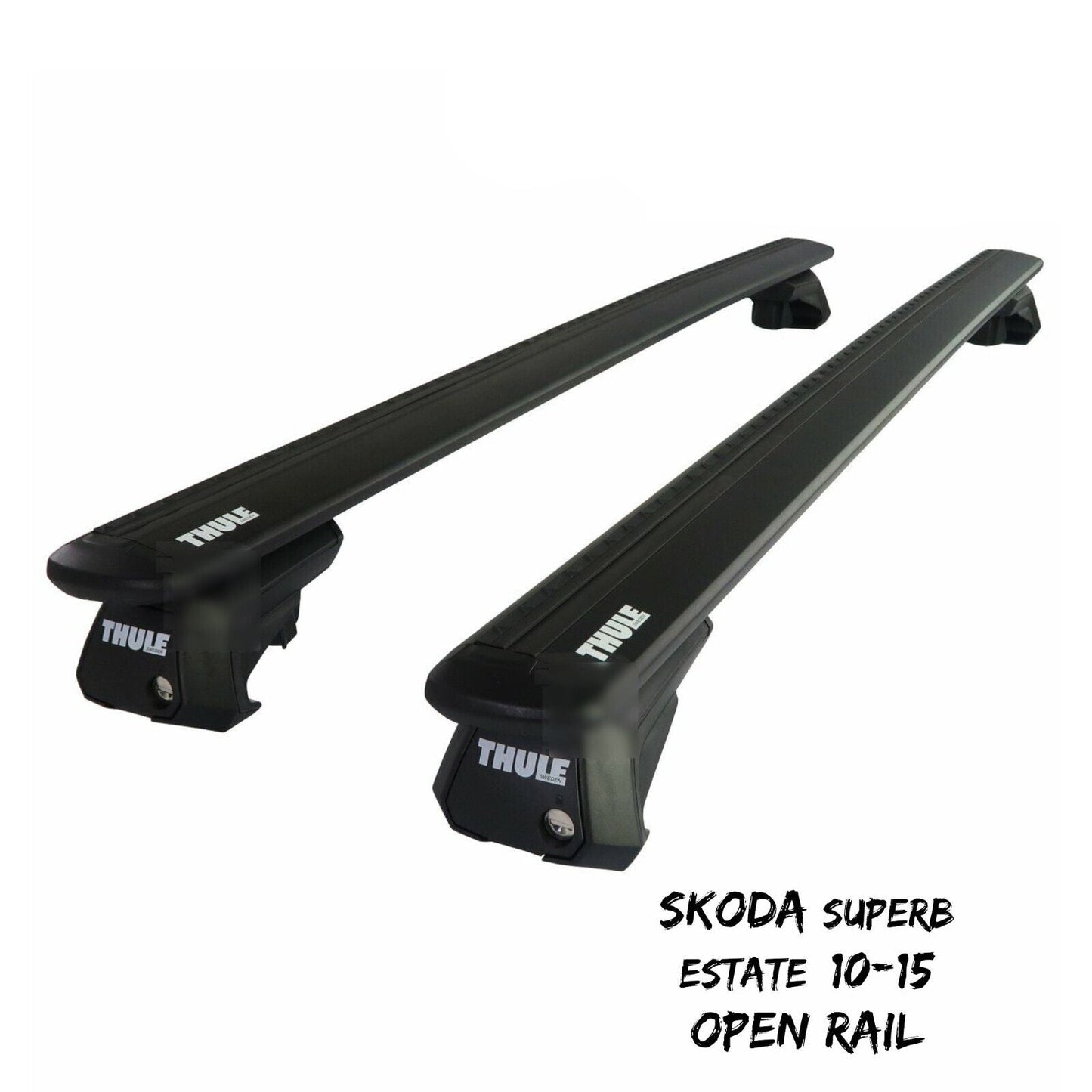 Thule Alu WingBar Evo Black Roof Bars to fit Skoda Superb Estate 10-15 Open Rail