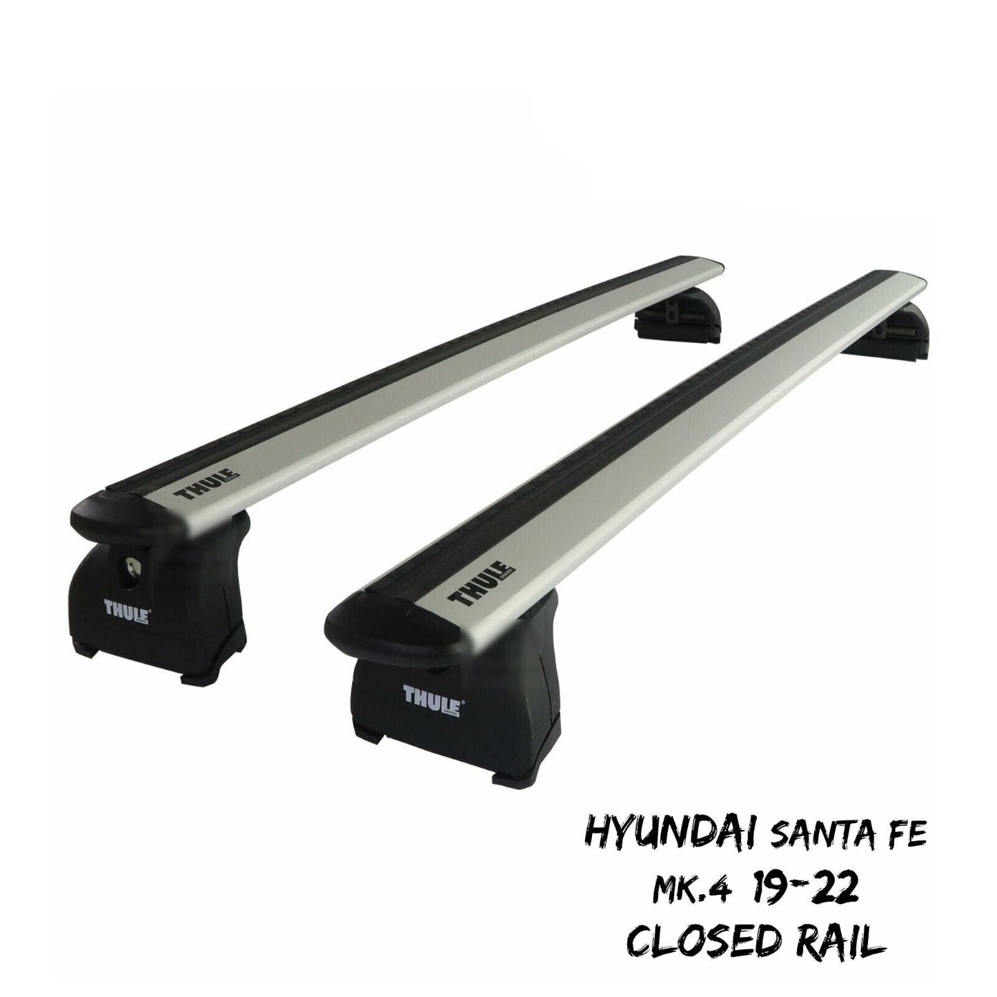 Thule WingBar Evo Silver Roof Bar Set fit Hyundai Santa Fe Mk4 19-22 Closed Rail