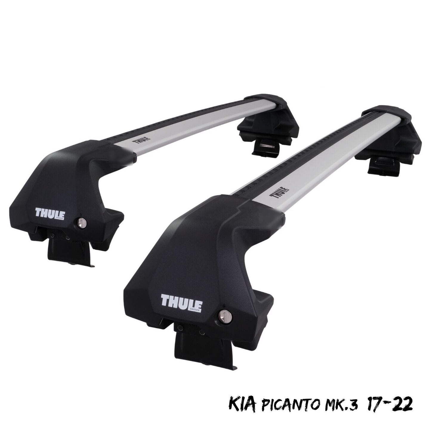 Thule WingBar Edge Silver Aluminium Roof Bars Set to fit Kia Picanto Mk.3 17-22