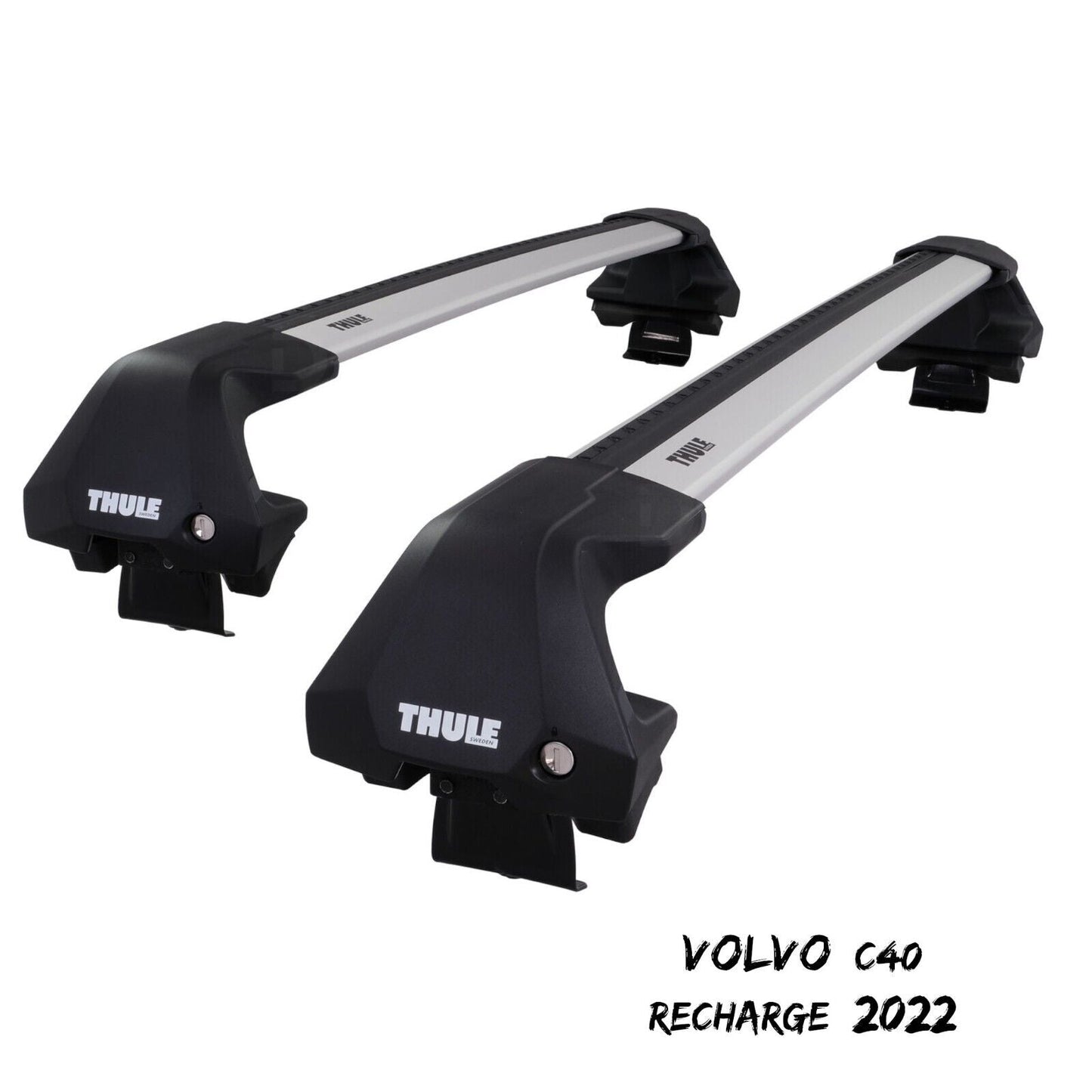 Thule WingBar Edge Silver Aluminium Roof Bars Set to fit Volvo C40 Recharge 2022