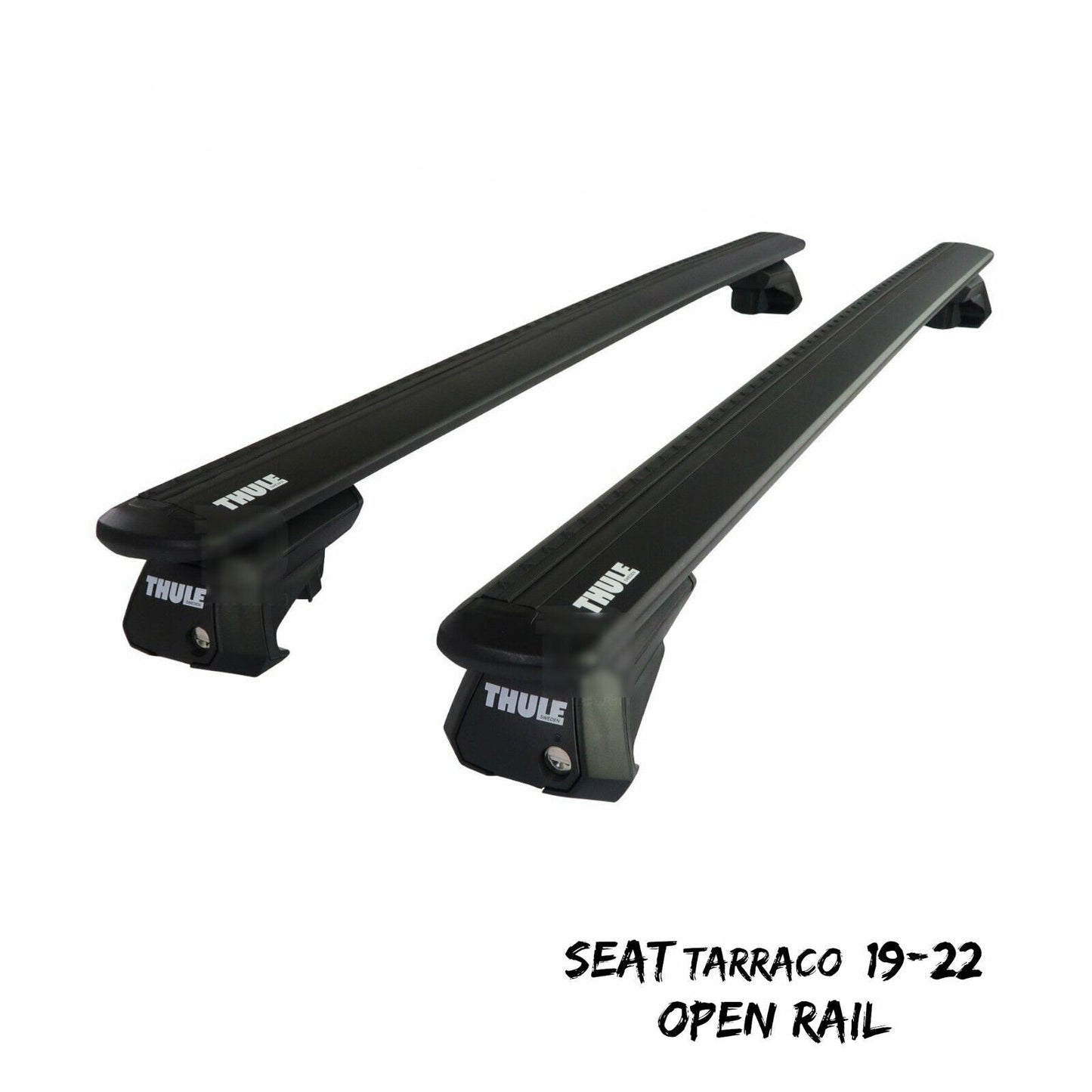 Thule Aluminium WingBar Evo Black Roof Bars for Seat Tarraco 19-22 Open Rail