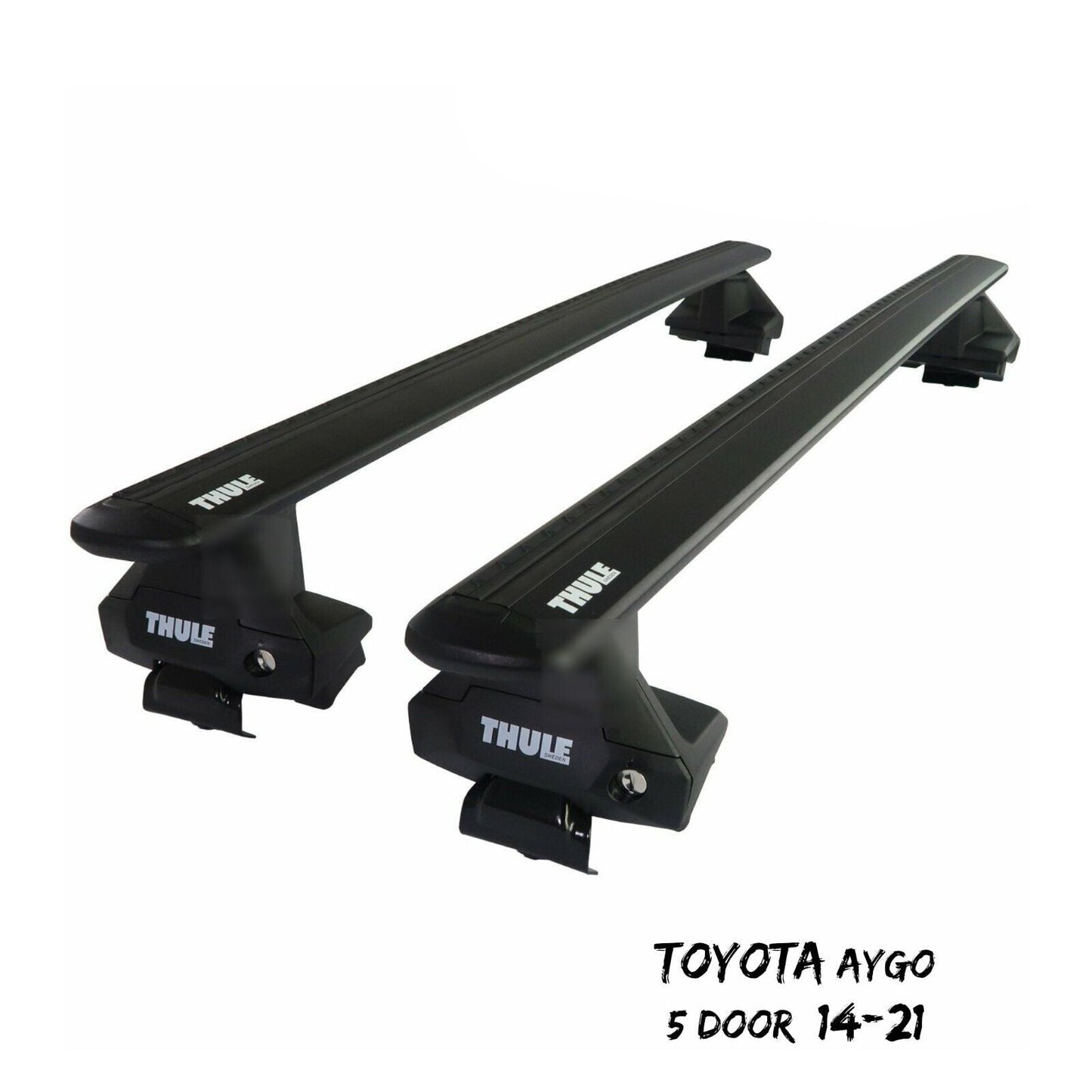 Thule Aluminium WingBar Evo Black Roof Bars Set to fit Toyota Aygo 5 Door 14-21