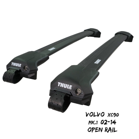 Thule WingBar Edge Black Roof Bars Volvo XC90 Mk.1 02-14 Open Rails Alu Aero