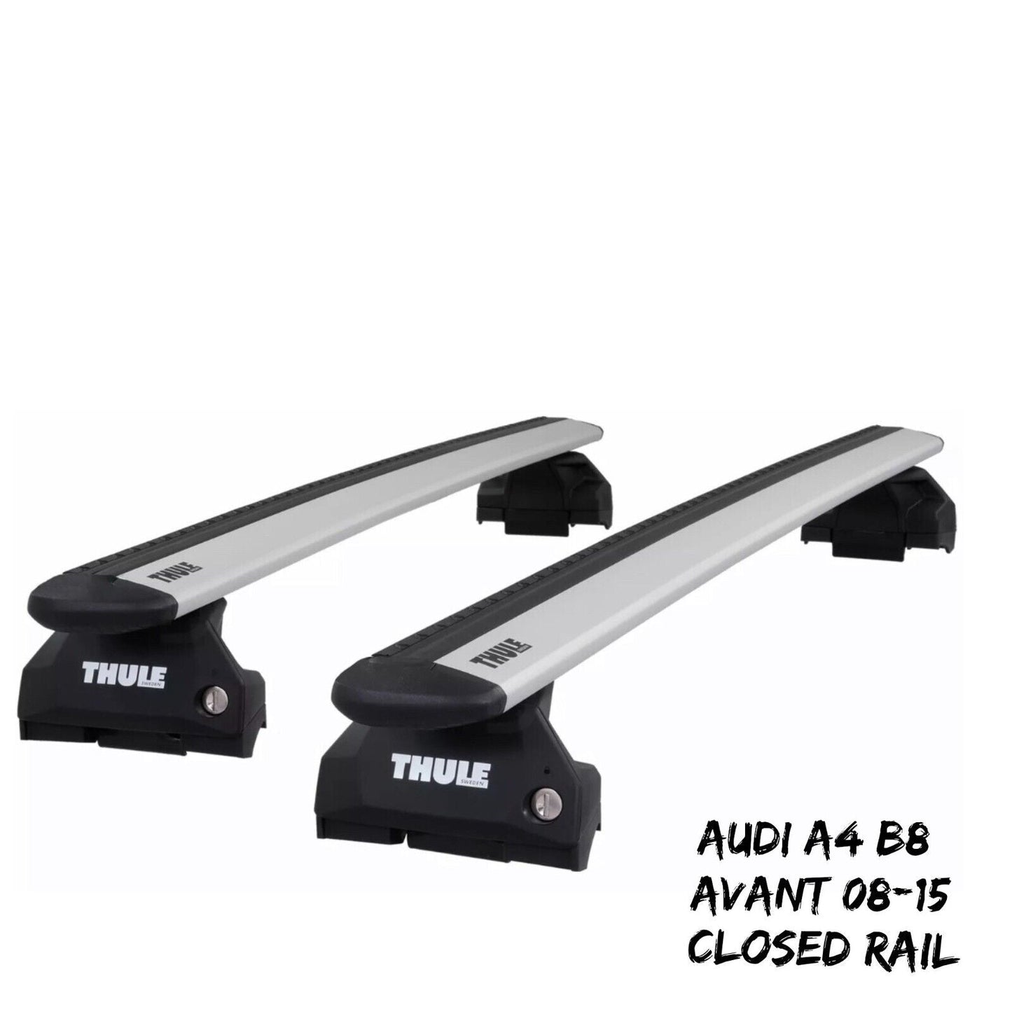 Thule Alu WingBar Evo Silver Roof Bars to fit Audi A4 B8 Avant 08-15 Closed Rail