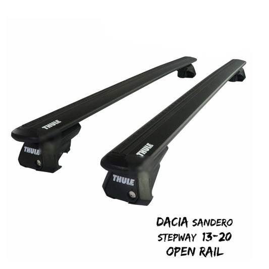 Thule Alu WingBar Evo Black Roof Bars fit Dacia Sandero Stepway 13-20 Open Rail