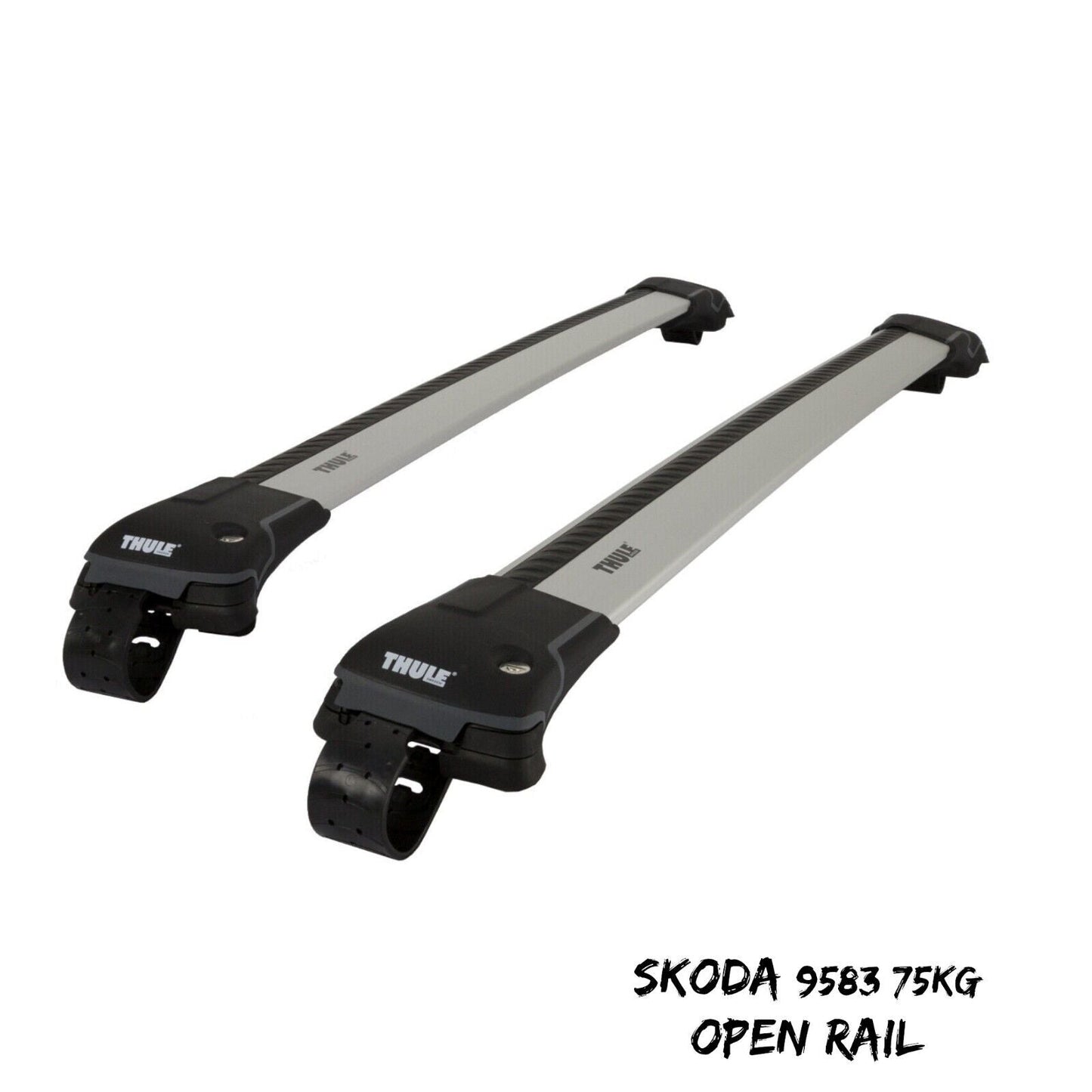 Thule 9583 L WingBar Edge Silver Car Roof Bars 75 kg Open Rails Lockable Pair