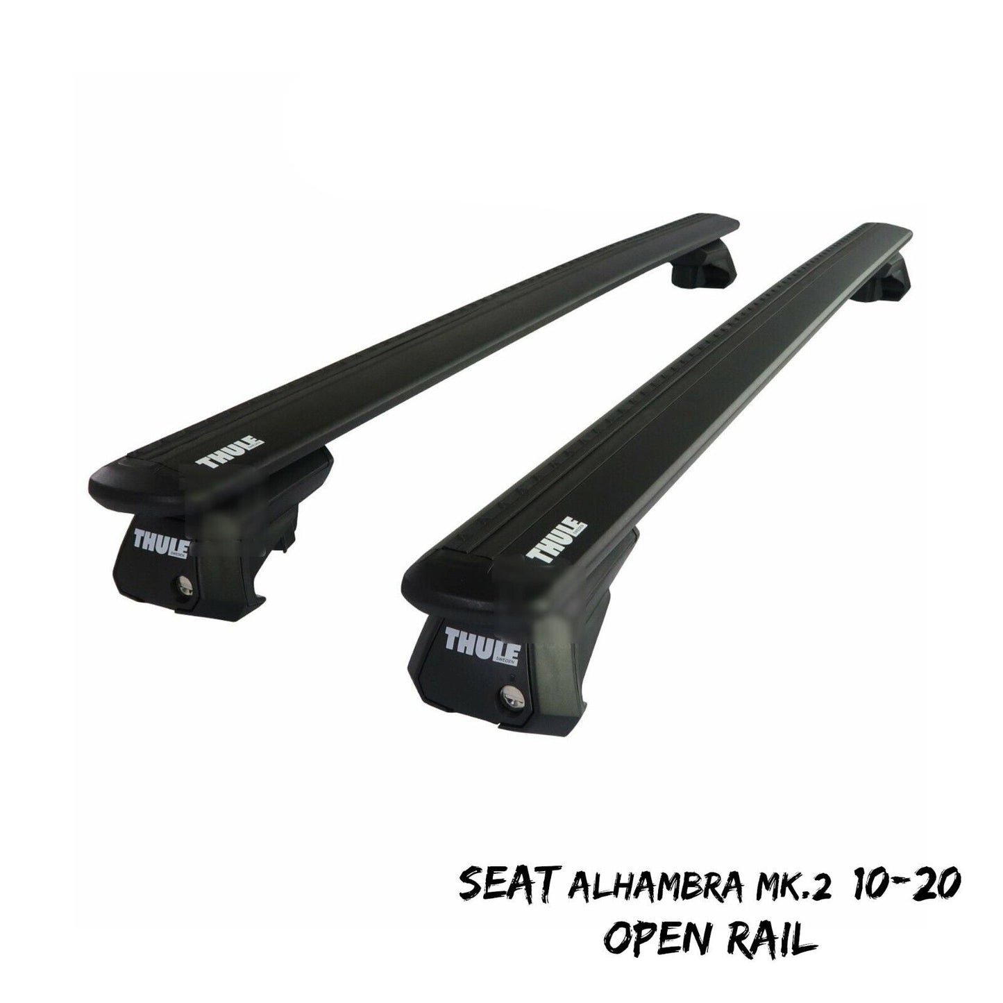 Thule Alu WingBar Evo Black Roof Bars to fit Seat Alhambra Mk.2 10-20 Open Rail