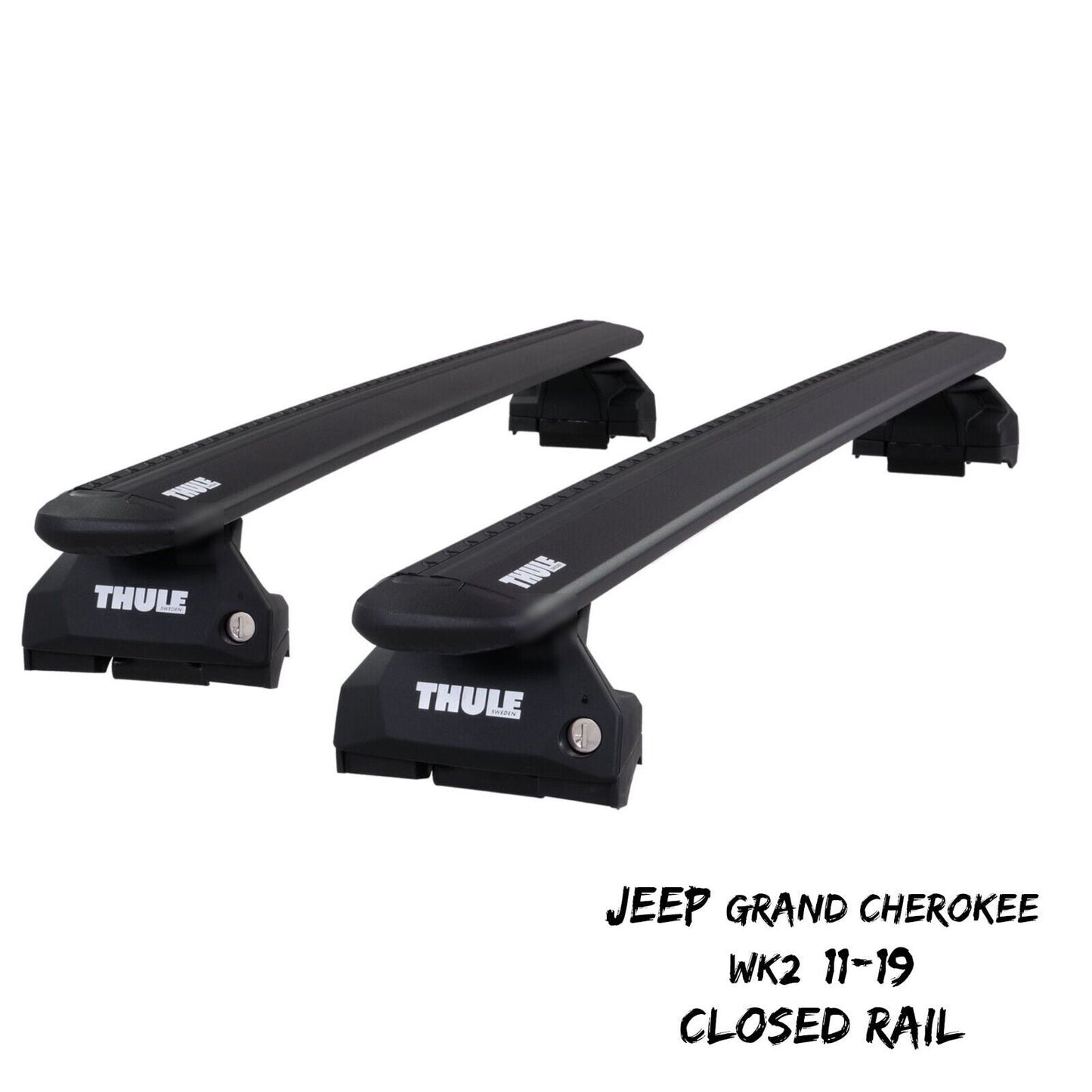 Thule WingBar Evo Black Roof Bars fit Jeep Grand Cherokee WK2 11-19 Closed Rail