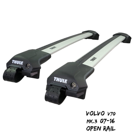 Thule WingBar Edge Silver Roof Bars Volvo V70 Mk.3 07-16 Open Rails Alu Aero