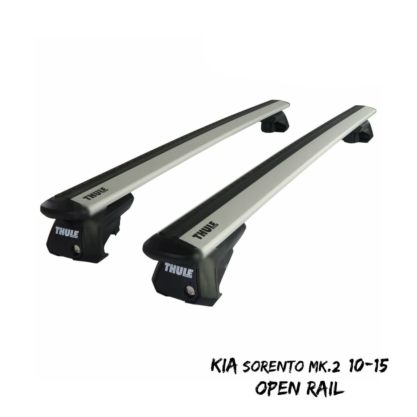 Thule Alu WingBar Evo Silver Roof Bars to fit Kia Sorento Mk.2 10-15 Open Rail