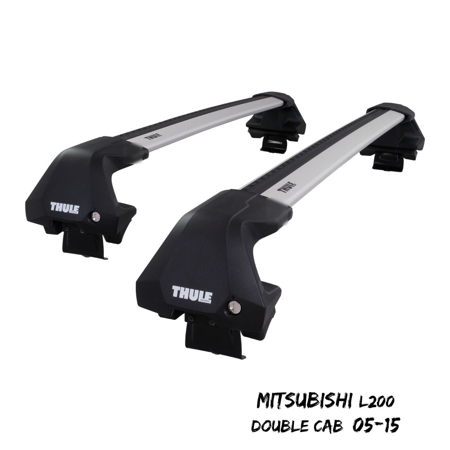 Thule WingBar Edge Silver Roof Bars Set to fit Mitsubishi L200 Double Cab 05-15