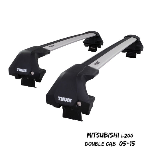 Thule WingBar Edge Silver Roof Bars Set to fit Mitsubishi L200 Double Cab 05-15