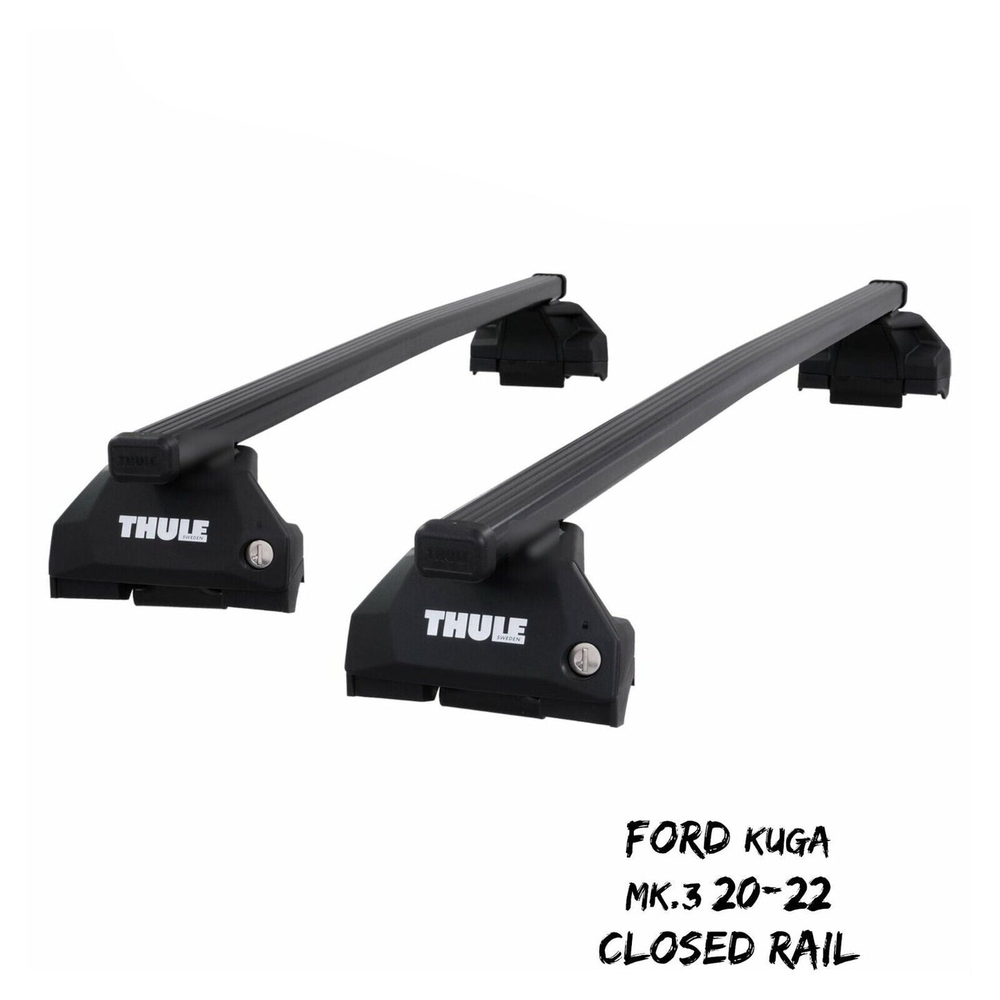 Thule Steel SquareBar Evo Roof Bars Set to fit Ford Kuga Mk.3 20-22 Closed Rail