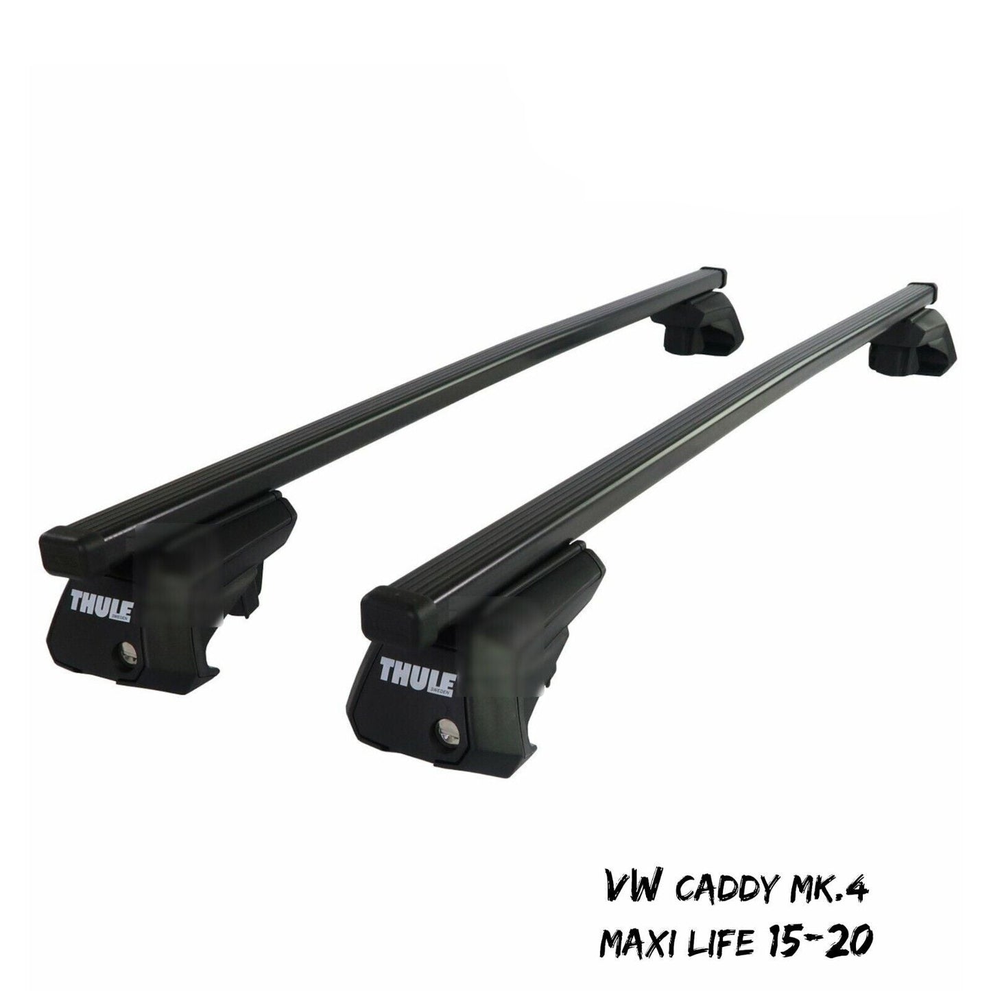 Thule Steel SquareBar Evo Roof Bars Set for VW Caddy Maxi Van Mk.4 15-20 Rails