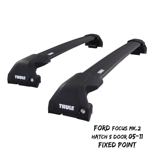 Thule WingBar Edge Black Roof Bars for Ford Focus Mk2 Hatch 5 Dr 05-11 Fixpoint