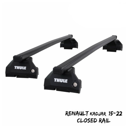 Thule Steel SquareBar Evo Roof Bars Set to fit Renault Kadjar 15-22 Closed Rail